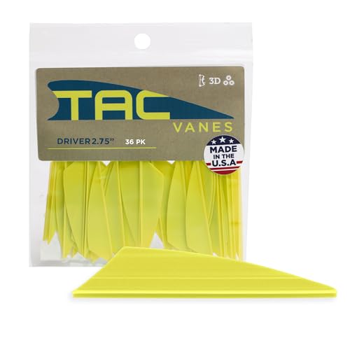 TAC Vanes 2.75" Arrow Vanes, Yellow, 36 Pack