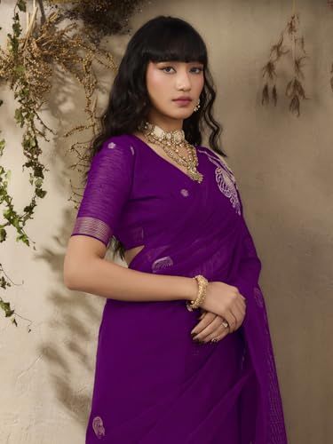 Image of AKHILAM Women's Kanjivaram Pure Silk Floral Printed Saree With Unstitched Blouse Piece