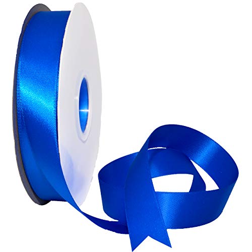 Image of Morex Ribbon 088 Double Face Satin Ribbon, 7 /8 Inch by 50 Yards, Electric Blue