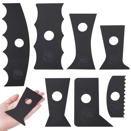 INFUNLY 7PCS Pottery Wheel Rib Tool 7 Sizes Shapes Plastics Pottery Tools Wave Curved Shaping Tool Clay Sculpting Utensil for Carving Ceramics Clay Potter Ribs Trimming Tools for DIY Pottery Modeling