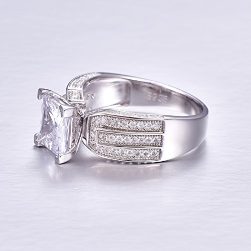 Elegant Wedding Rings for Women Sterling Silver Princess Cut Cubic Zirconia Ring4