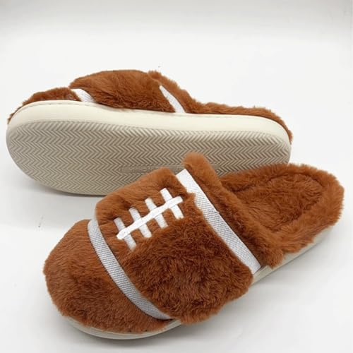 Football Slippers for Women Cute Ball Sports House Shoes Cozy Plush Fluffy House Slippers Soft Warm Home Shoes3