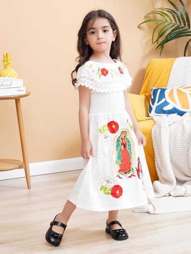 Image of Mexican Dress for Girls Traditional Vestidos Mexicanos Cinco de Mayo Embroidered Dresser Toddler Kids