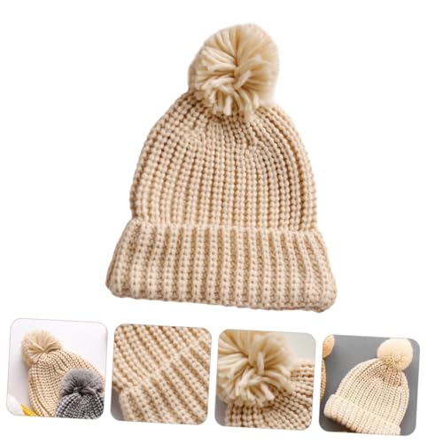 Homoyoyo Thick Warm Knitted Woolen Hat for Boy Girl Cute Beanie Cap Solid Color Beige Soft and Comfortable Winter Hat for Boys and Girls Durable and Stylish Design4