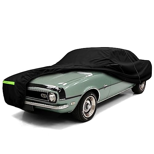 Image of Waterproof Car Cover Compatible with Chevrolet Camaro 1967-1973, Oxford Black All Weather Classic Car Covers with Inner Cotton for Snow Rain Paint Protection(RS /SS /Z28)