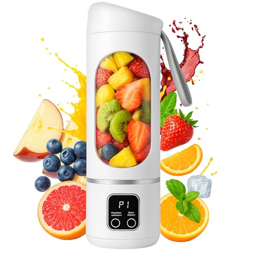 Image of Portable Beast Blender for Smoothies & Shakes,Powerful 12-Blade USB Rechargeable Personal Blender 450ml, Mini Electric Juicer Cup for Office,Travel & Gym,– Premium White