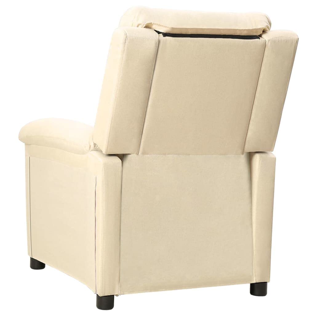 Poltrona Relax con Funzione Reclinata Manuale, Poltrona TV Regolabile in 3 Posizioni, Comoda Poltrona TV Spessa Imbottita in Tessuto Poltrona Imbottita per Soggiorno e Ufficio, Crema