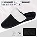 ERGOfoot Orthopedic Slippers for Women, Fuzzy Slipper with Arch Support Bedroom Shoes for Plantar Fasciitis, Slip On Scuffs with Indoor Outdoor Anti-Skid Rubber Sole/Black W9