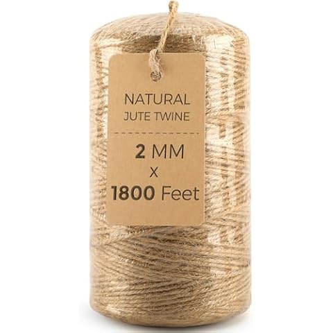 MROCO Natural Jute Twine 1800 Feet Long Twine String for Crafts Gift Wrapping Packing Christmas Jute Rope for Gardening Plant Brown Hemp Rope Wedding Decor Cover