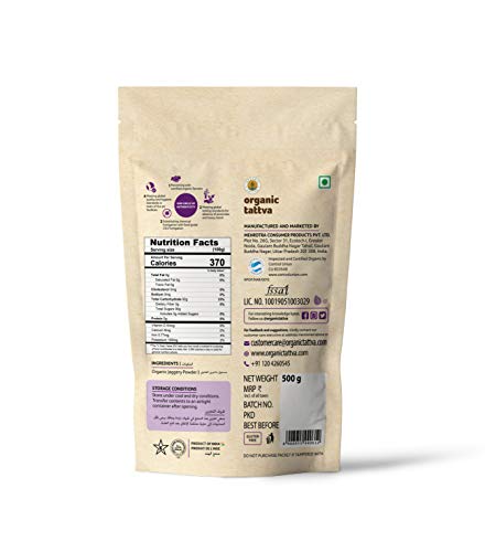 Image of Organic Tattva Jaggery Powder 500gm | 100% Natural, Unrefined & Chemical-Free Sweetener | Healthy, Sugar Alternative Jaggery Powder Organic for Cooking, Baking, Tea, Desserts & Indian Sweets