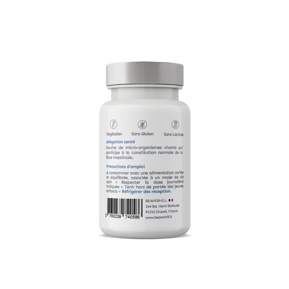 Pack x 2 Lactobacillus Gasseri Probiotique | 120 gélules végétales pour 4 mois | BEAVERHILL | Souches vivantes | Microbiote - Flore intestinale - Graisse abdominale - Digestion | Fabriqué en France