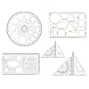 TWIN SEVEN® Pro Circle (25 Circles), Hyperbola Parabola Template,Geometry Template (16 Shapes),Set Square Big & Small Drafting Scale Ruler Useful to Architect,Engineering or Other Students (Set of 5)