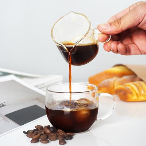 BCnmviku 75ml Espresso Measuring Cup,V-Shaped Pouring Spout Shot Glasses,Milk Jug with Handle for Barista,Coffee,Cappuccino,Latte,Liquid(1 Pack) - Image 3