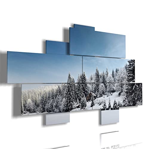 duudaart quadri invernali di montagna moderni - multilivello 3D - quadro moderno paesaggi neve ghiaccio inverno - stampa da parete per soggiorno e camera letto