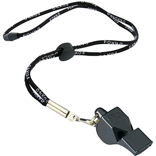 Fox 40 Classic Official Whistle With Lanyard (Black)