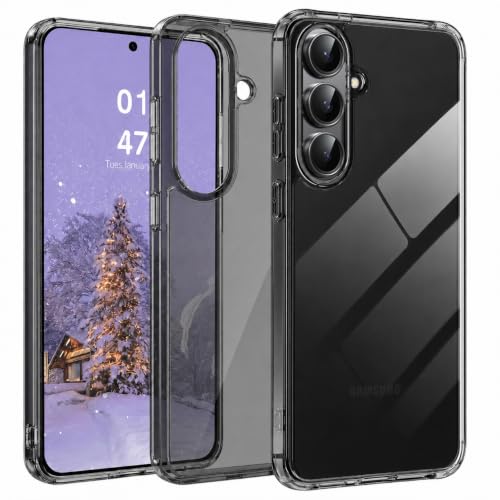 Image of VONZEE Compatible with Samsung Galaxy S24 5G Back Cover Case Clear,[ Anti Yellow ][Military Grade Protection] Hard PC Back Cover Transparent-Black