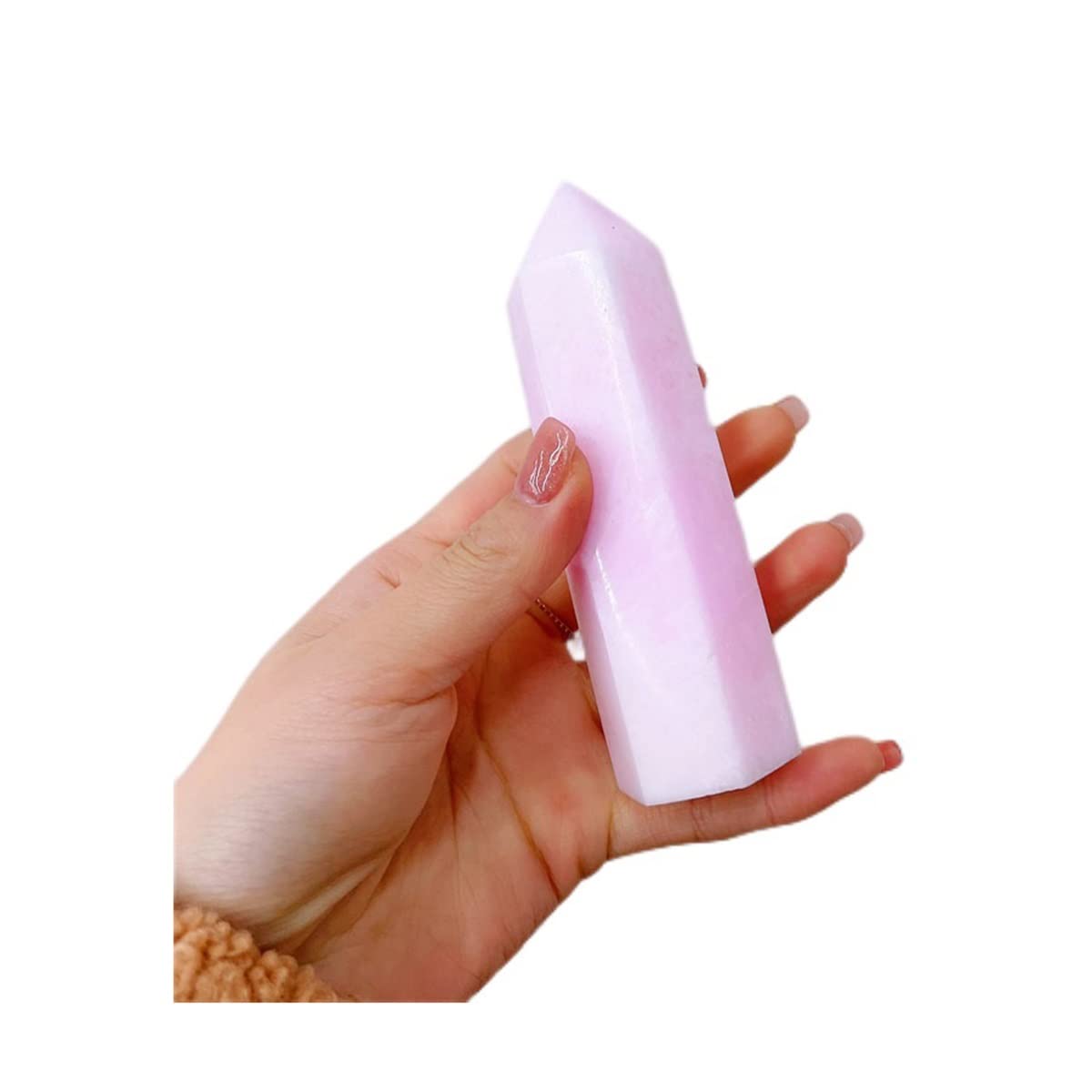 Aragonito rosa natural de 500g en punta para decoración de hogar