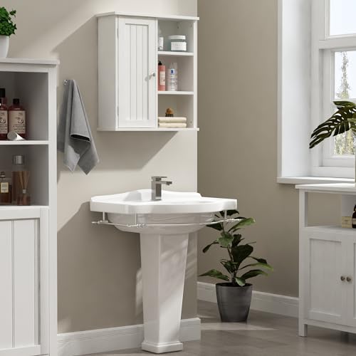 Treocho Bathroom Wall Cabinet, Medicine Cabinet With Door And 3 Open Shelves, Wall Mounted Storage Organizer For Bathroom thumb #1