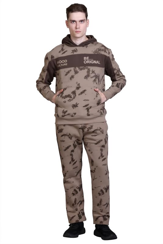 Mens Hood Neck Winter Tracksuit Hooded Jacket with Elastic Waist Lower Warm Soft Jogging Suit Activewear Set for Gym Running and Casual Wear Graphic Print Track Suit for Gents-image-18