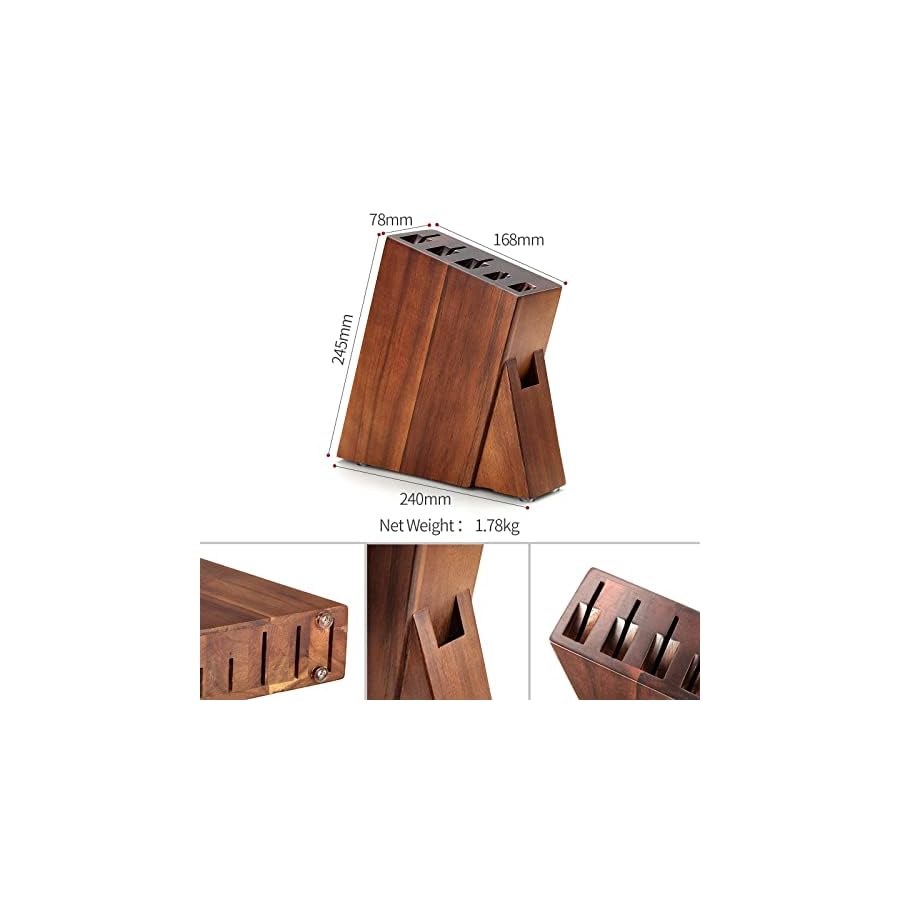 XINZUO 7-Piece Knife Block Set, Super Damascus Steel Kitchen Knife Set with Block,Professional Knife Set for Chefs&Home Cooking,Pakkawood Handle,Chef Gift Box-He Series