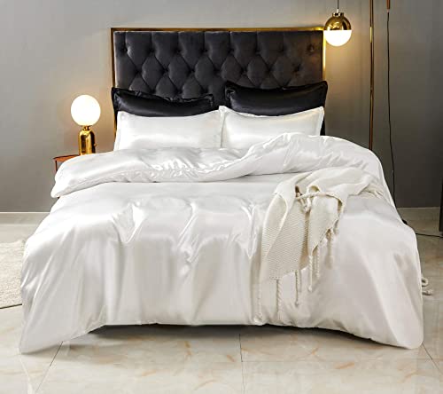 Hodo Home Satin Duvet Cover Queen Size, 3 Piece Silk Like Comforter Cover, Ultra Soft And Breathable Bedding Set With Zipper Closure & Corner Ties #TOP7