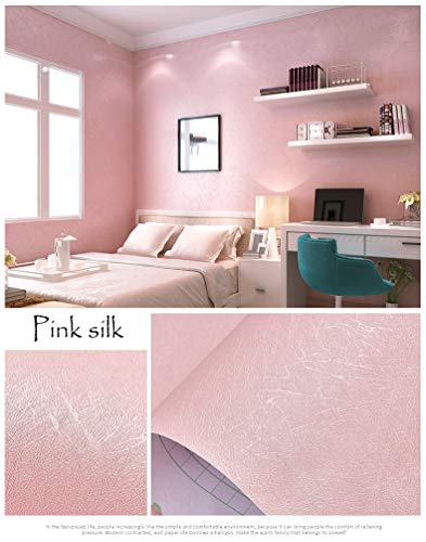 Cohoo Home 512inL 15.7inW Silk Pink Wallpaper Peel and Stick Contact Paper Pink Textured Silk Wallpaper for Bedroom Self Adhesive Removable Wall Sticky Paper Girls Room Drawer Liner Waterproof