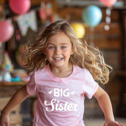 Big Sister Tshirts Sibling Reveal Announcement Shirt for Toddler Girls Sibling Outfits Gift 4 Years4