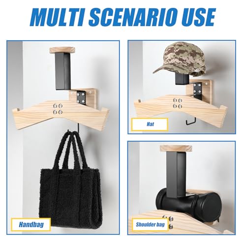 Support de vélo bois mural gain de place avec rangement pour casque