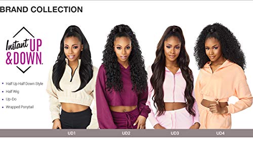 Sensationnel Instant Updown Halfwig Pony - Unit 4 4 Style in 1 Half Wig and Pony Wrap (1B OFFBLACK)