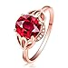 Aeici Bague Fine Or Rose 18K,Bague Fleur avec Tourmaline et Diamant Bague Promesse Femme Taille 50 Bagues Or Rose