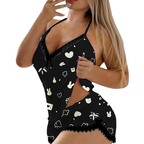 Image of Valentines Pajamas For Women Valentine Pjs Sets 2 Piece Galentines Silk Heart Satin Plus Size Lace Trim Pajama