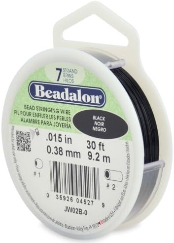 Beadalon Stringing Wire 7-Strand 0.015-Inch (0.38-Millimeter) Diameter, 30-Feet/Pkg, Black