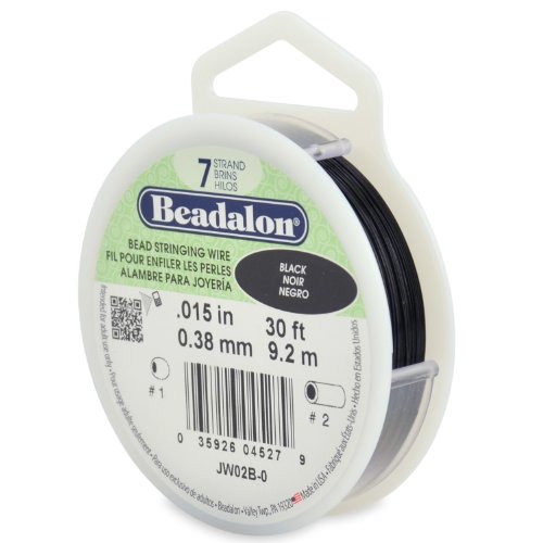 Beadalon 7 Strand Stainless Steel Bead Stringing Wire.015 in / 0.38 mm, Black, 30 ft / 9.2 m
