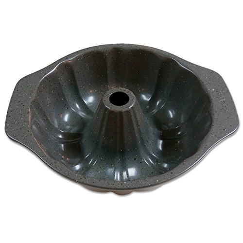 Image of casaWare Fluted Cake Pan 9.5-inch (10-Cup) Ceramic Coated NonStick (Silver Granite)