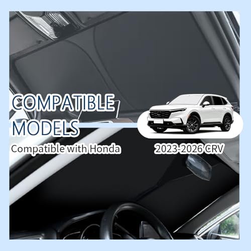 Image of Car Windshield Sun Shade Compatible with Honda CRV 2023-2026,Oxford Cloth Sun Shade for Car Windshield with Foldable Design,Windshields Cover Suns Shades for Blocking Heat with Storage Bag