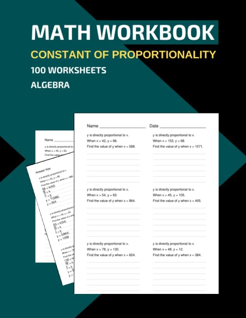 Math Workbook Constant Of Proportionality 100 Worksheets Algebra