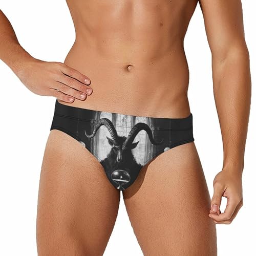 Baphomet Satan Goat Mens Swim Briefs Quick Dry Swim Trunk Bikini Underwear Swimsuit
