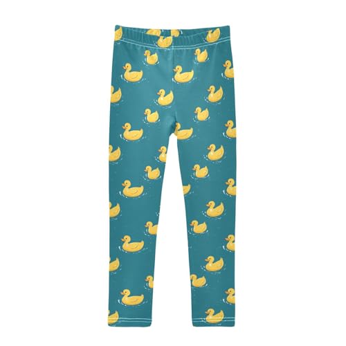 Girls Leggings Yellow Duck Teal Soft Toddler Leggings for Girls Kids Pants Size 4T-10T