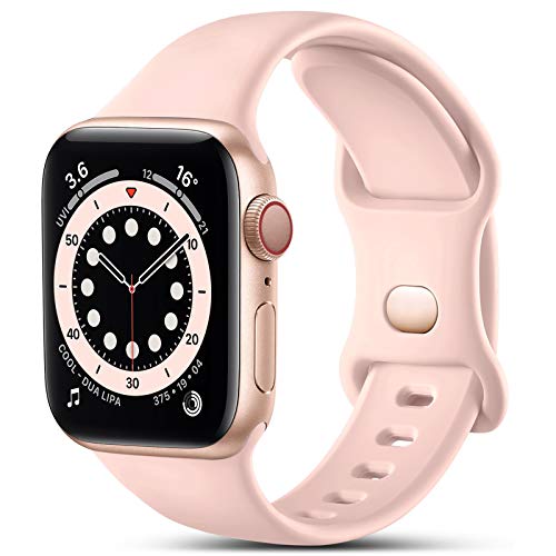 CeMiKa Cinturino Compatibile per Apple Watch Cinturino 38mm 40mm 41mm 42mm 44mm 45mm, Silicone Cinturini di Ricambio Compatibile con iWatch Series 7 6 5 4 3 2 1 SE, 38mm 40mm 41mm-S M, Rosa Sabbia