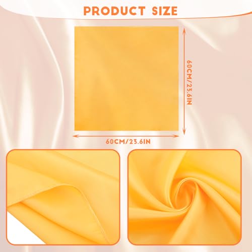 simarro Damen Seidiger Quadratischer Schal, Damen Einfarbige Halstuch Seidenähnliches Satin Tuch Seidentücher Chiffon Schals Kopftuch, 60 x 60 cm(Gelb)