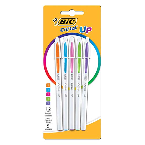 Caneta Esferográfica BIC Cristal UP, 5 Cores Fashion, Ponta Média 1,2mm, 930006, Singularidade e Aut