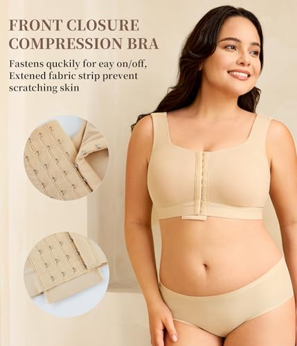 LANCS Wireless Front Closure Compression Bras for Women Post Surgery Mastectomy Everyday Bra with Adjustable Straps4