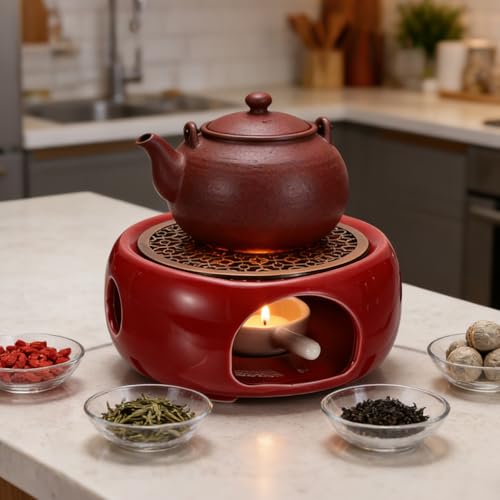 Soporte para velas de té en cerámica de alta resistencia térmica y diseño de 3 huecos 6