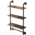 IBUYKE Mensole da Muro, 60x20x103cm, Mensola da Parete 3 Ripiani, Scaffale Libreria, con Porta Asciugamani, Decorazioni, in Soggiorno Cucina Corridoio Camera da Letto Bagno RF-TM015
