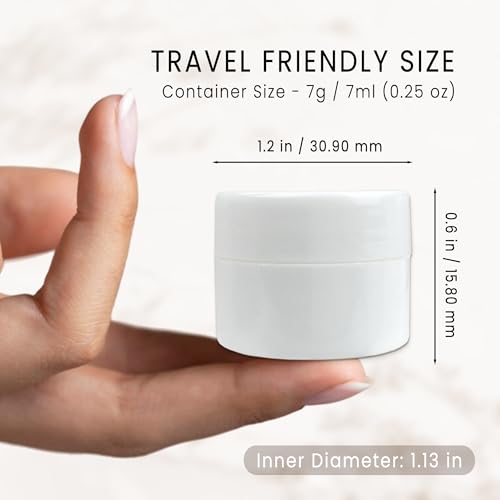 Beauticom® 96 Pieces 7G/7ML (0.25oz) WHITE Sturdy Thick Double Wall Plastic Container Jar with Foam Lined Lid for Powdered Eyeshadow, Mineralized Makeup, Cosmetic Samples - BPA Free2