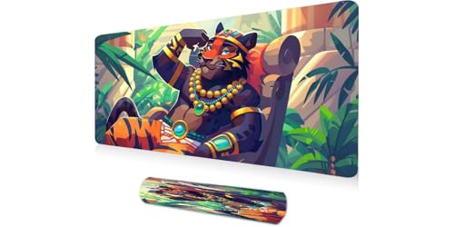Mouse pad à bords cousus tapis de souris géant 1200x400 tigre noir pour joueur et bureau