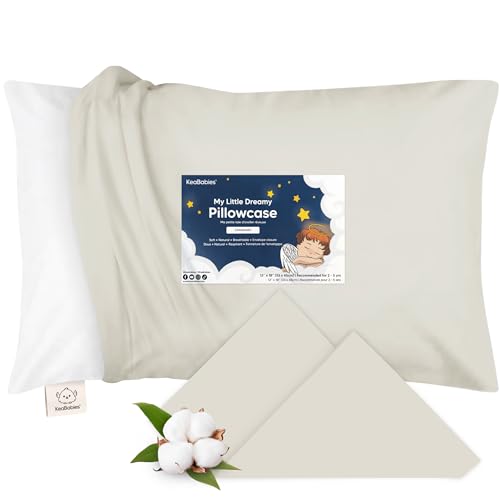 Image of KeaBabies Toddler Pillowcase 13 inchx18 inch - Organic Cotton Toddler Pillowcase for Kids, Boys, Girls, Soft & Durable Cotton Cover for Miniature Sleepy Pillows,Cute Colors,Pillow Sold Separately(Pearl Gray)