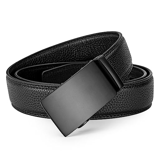 EVIRON Men's Full Grain Leather Belt,Ratchet Belt with Sliding Buckle,Trim to Fit,Adjustable.2
