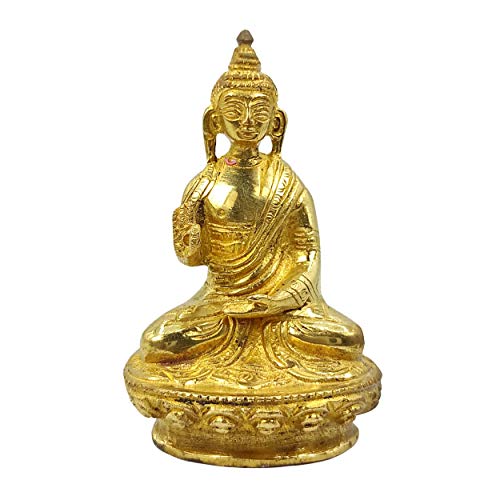 Image of Plus Value Brass Blessing Buddha Statue Idol Showpiece, Home Office Decor & Handicraft Products (Size 5.5 inches)