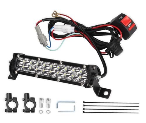 Dirt Bike Light Bar Headlight Motorcycle LED ATV Light ON/OFF Switch 60W Kit for CRF110 KLX110 TTR110 YZ250F Motocross Light ATV Headlight Assembly Part for Most 7/8" Handlebars with Mounting Brackets